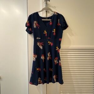 Madewell Navy Floral Short Sleeve Mini Dress